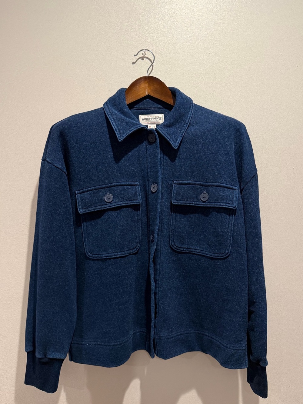 GAP Women’s Dark Navy Button-Front Shirt Jacket